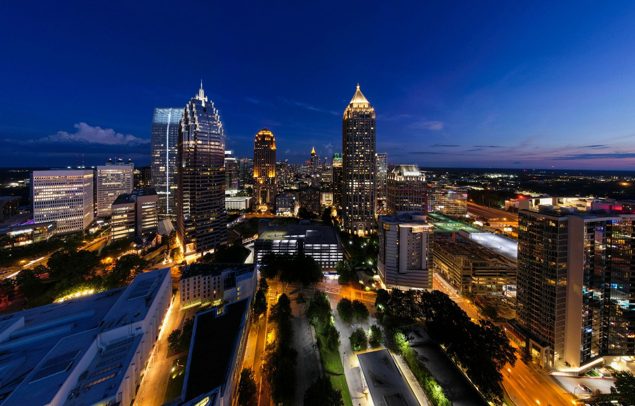 City skyline at twilight