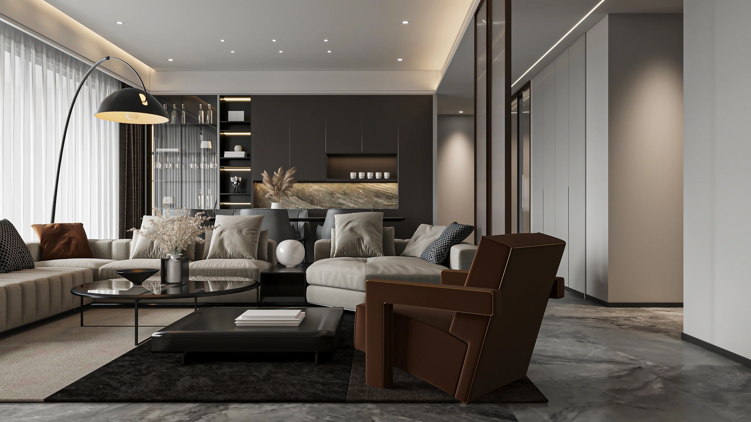 Staged living room representing home preparation for sale