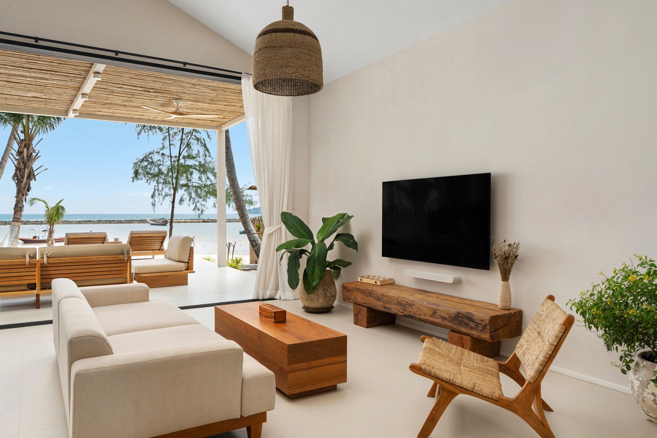 Sleek modern living room in a luxury villa
